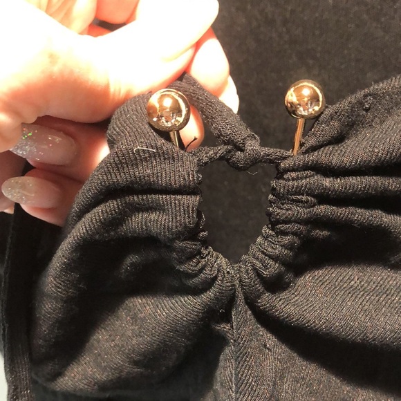 Tiger Mist black crop top long sleeve slight flare sexy festival top lined S - Picture 4 of 9